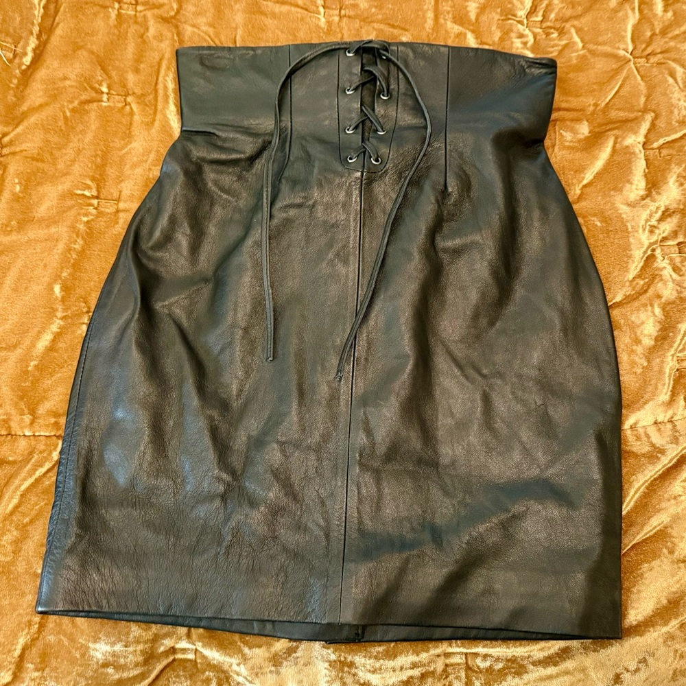 Cynthia Rowley genuine black leather mini skirt.